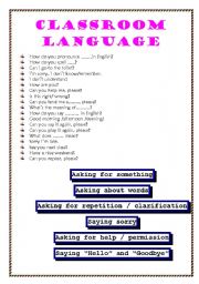 English Worksheet: Classroom Language