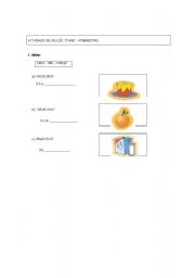English worksheet: Test on food, parts of the body and colors