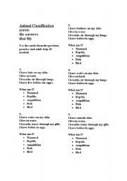 English Worksheet: Animal Classification Quiz