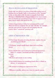 English Worksheet: How to write a letter of appreciation
