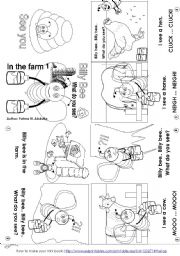 English Worksheet: Billy Bee In the farm 01 [BW] (mini-book)