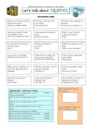 English Worksheet: Let�s talk about TRAVEL
