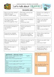 English Worksheet: Lets talk about TRAVEL