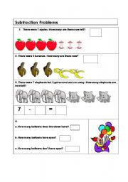 English worksheet: Subtraction Problems