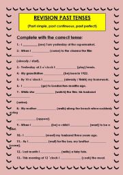 English Worksheet: REVISION PAST TENSES