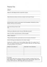 English Worksheet: Tourism Test