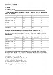 English Worksheet: simple present - berbs tohave / can