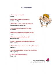 English Worksheet: Riddles