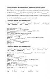 English worksheet: used to/ health vocabulary and pronouns