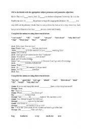 English Worksheet: used to/ health vocabulary and pronouns