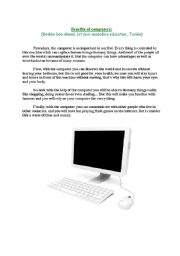 English Worksheet: Benefits of computers