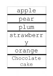 English worksheet: Vocabulary  food. The very hungry caterpillar