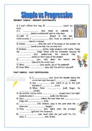 English Worksheet: presnt simple/ continuous past simple/continuous