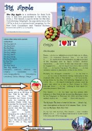 English Worksheet: Big apple: New York (with keys)