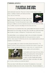 English worksheet: PANDA BEAR