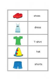 English worksheet: clothes cards
