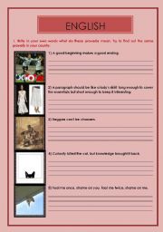 English worksheet: My Favourite English Proverbs