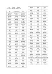 English Worksheet: irregular verbs