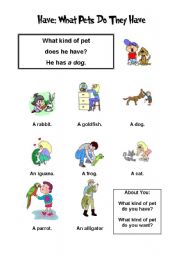 English Worksheet: Have got-Animals
