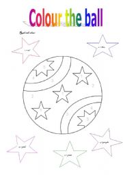English Worksheet: Colour the ball