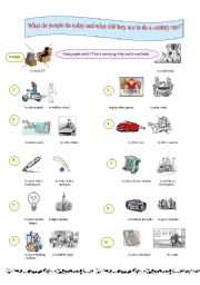 English Worksheet: USED TO - What  people do today vs what people used to do a century ago.