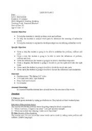 English worksheet: lesson plan about grammar structure suffx prefx...