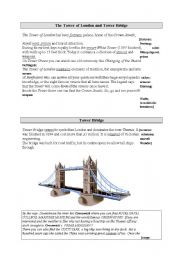 English Worksheet: The Tower of London and Tower Bridge