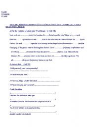 English Worksheet: Test for Past Simple