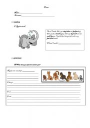 English worksheet: Test for reading and writing