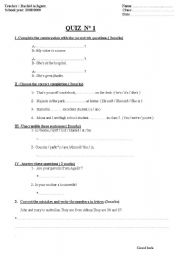 English worksheet: quiz