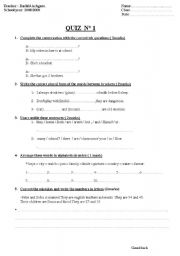 English worksheet: quiz