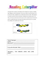 English worksheet: PROMOTION OF READING. Reading Caterpillar