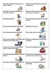 English Worksheet: Conversation cards (No. 10) -  Free-time activities - 2