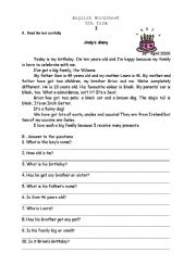 English worksheet: andys birthday