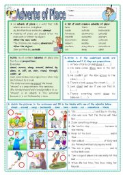 English Worksheet: Adverbs of Place