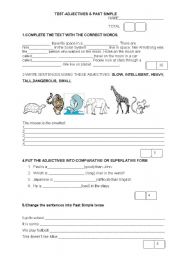 English Worksheet: test past simple, comparison of adjectives