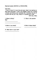 English worksheet: reading