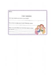 English worksheet: My Family