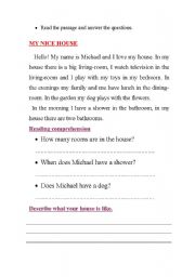 English worksheet: my nice house