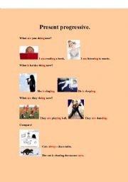 English worksheet: Present progressive.
