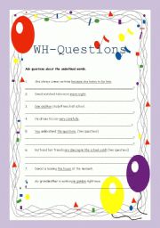 English Worksheet: wh-questions