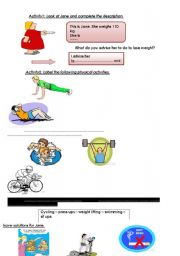 English Worksheet: lets keep fit