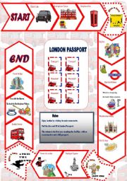 English Worksheet: London Board Game
