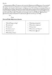 English Worksheet: Reading comprehension-Simple Past Tense