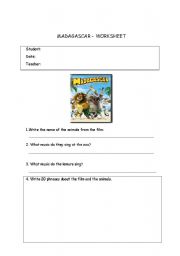 English Worksheet: Madagascar - Worksheet