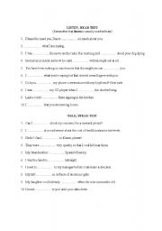 English worksheet: Listen, Hear, Talk, Speak Test