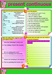 English Worksheet: PRESENT CONTINUOUS