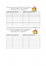 English Worksheet: When is your birthday?