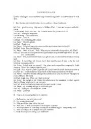 English Worksheet: interview looking for a job