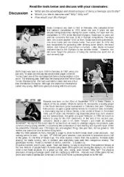 English Worksheet: Teenage Sports Stars